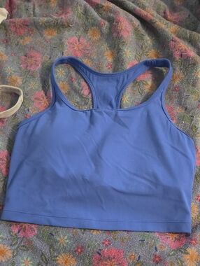 CRZ YOGA Blue Racerback Sports Bra Crop Top